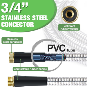 Manguera de Jardín de Acero Inoxidable de Alta Calidad Personalizada, Antiabrasión, Duradera, Flexible, de 1/2 Pulgada de Diámetro, con Enrollador - Product Image 3