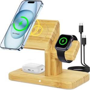 แท่นชาร์จไร้สาย 3 in 1 กำลังไฟ 20W ชาร์จเร็วแบบแม่เหล็ก วัสดุไม้ไผ่ สำหรับ <span class=keywords><strong>iPhone</strong></span> 17/16/15/14/<span class=keywords><strong>13</strong></span>/12 Pro/Max/Plus/นาฬิกา/Airpods - Product Image 1