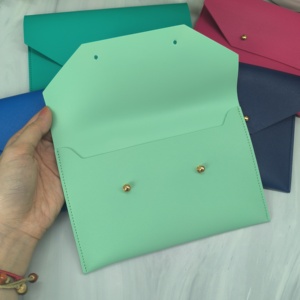 YY Factory Business Card PU Leather Pouch 8X5.5 in Clutch with Button Closure Fashion Style Wholesale - Product Image 3