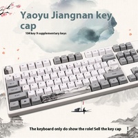 Keycaps PBT Sublimasi Retro Cherry Axis Grosir OEM untuk Keyboard Mekanik Gaming dengan Gaya Tutup Tombol Sakura Pink Biru Abu-abu