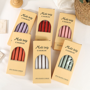 เทียนแท่งยาวสีพื้น 4 ชิ้น ไร้ควัน ไม่มีกลิ่น สำหรับงานแต่งงาน ตกแต่งบ้าน สร้างบรรยากาศ - Product Image 6