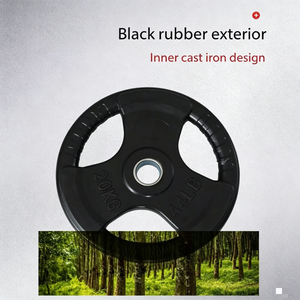 <span class=keywords><strong>Disque</strong></span> de musculation en <span class=keywords><strong>fonte</strong></span> avec revêtement en caoutchouc noir Tri Grip, double marquage <span class=keywords><strong>KG</strong></span>/LB, pour haltérophilie - Product Image 6