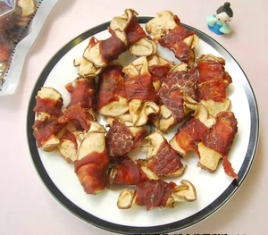 Le più vendute prelibatezze naturali per cani a fette di mela avvolta in pollo e fette di anatra essiccate fatte a mano cibo per animali domestici Premium per cani 100G - Product Image 1