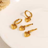 Boucles d'oreilles créoles cœur en acier inoxydable plaqué or 18 carats pour femme, petites créoles délicates, cadeau romantique pour fête, vente en gros OEM