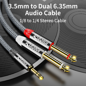 3.5mm đến kép 6.35mm mạ vàng Cáp âm thanh stereo <span class=keywords><strong>Adapter</strong></span> Nam đến Nam 6.35mm tương thích Loa micro - Product Image 2
