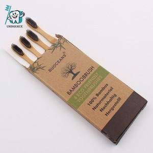 Cepillos de Dientes de Bambú, Paquete de 4, Ecológicos, Biodegradables, Manuales para Adultos, Mango de Bambú Natural, Cerdas de Carbón - Product Image 1