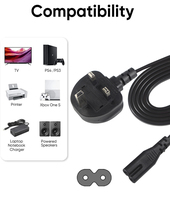 Câble d'alimentation 3M UK 3PIN Plug to Right Angle 90 Degree IEC C7 Figure 8 Cord for LED Flat TV