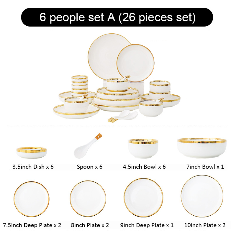 Blanc 6 personnes 26 pièces set A