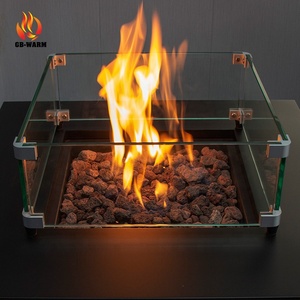 Outdoor Stainless Steel Gas Dining <strong>Table</strong> <strong>Fire</strong> <strong>Pit</strong> <strong>with</strong> Stones - Product Image 3