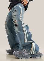 Pantalon denim personnalisé de haute qualité Baggy Casual Loose Fashion New Vintage Jeans Distressed Pantalons pour hommes Pantalons à jambes droites