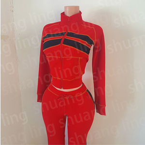 Damen Waffel Strick 2-teiliges Trainings anzug Set Custom Zip Up Hoodie Jacke mit ausgestellten Hosen Casual Waffle Knit Trainings anzug Set für Frauen - Product Image 4