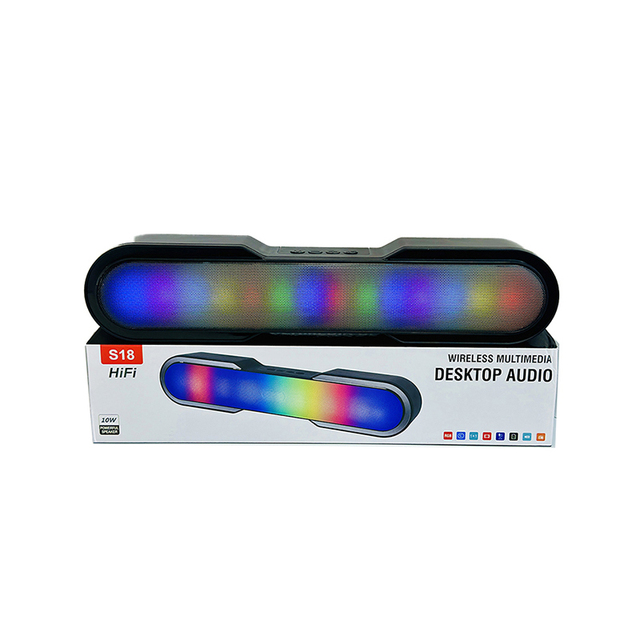 S18 RGB Light Sound Bar Wireless Speakers TWS Home Desktop Subwoofer Stereo Bluetooth Speaker