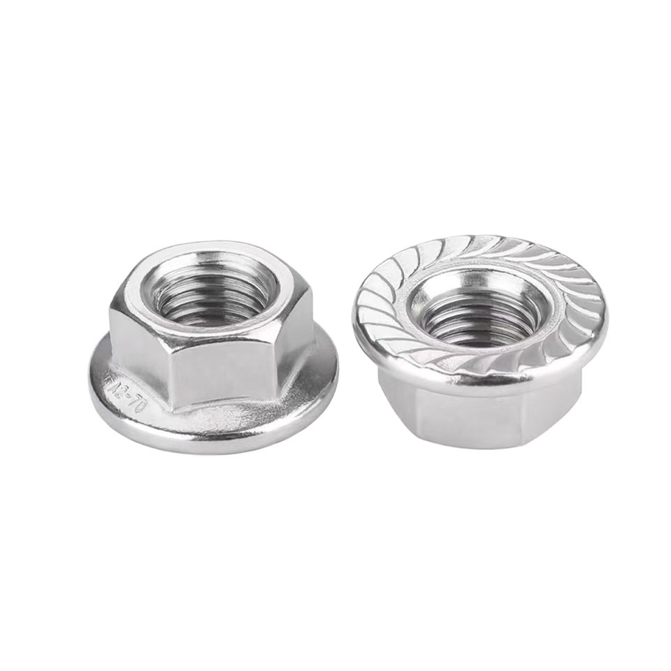 Screw Threaded Lock 304 316 Stainless Steel Self Locking Serrated Hex Flange Nut Fully ...