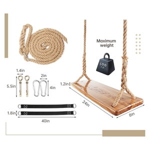 Adjustable Height <strong>Wooden</strong> Tree <strong>Swing</strong> for Adults Kids Rustic Design Hanging <strong>Swing</strong> <strong>Seat</strong> for Outdoor Backyard <strong>Garden</strong> Park Playground - Product Image 6