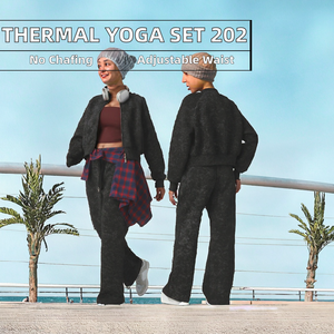 2025 New Thermal <b>Workout</b> Yoga Wear Set <b>Jacket</b> Chafe-Free Drawstring Yoga Pants Outdoor Jogging Plus Size Front Logo - Product Image 2