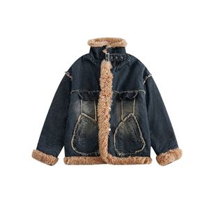 Chaqueta de mezclilla vintage personalizada con lana de cordero, chaqueta de invierno para mujer, gruesa, cálida, con forro de piel, cortavientos, chaquetas para mujer - Product Image 3