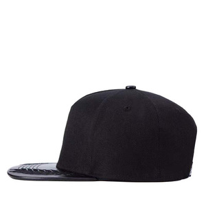 Mũ lưỡi trai snapback nam chất liệu giả da PU đen trơn, thêu họa tiết thời trang hip-hop cá tính - Product Image 2