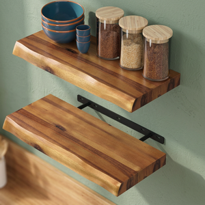 Estante Flotante de Madera de Acacia, Organizador de Escritorio, Artesanía en Madera, Estilo Moderno de Mediados de Siglo, 60x20x12cm, India - Product Image 3
