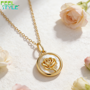 Nuevo Collar Personalizado de Acero Inoxidable 316L con Flor, Cadena de Eslabones Gruesos con Baño de Oro PVD, Joyería con Colgante Mini Rosa Grabado - Product Image 2