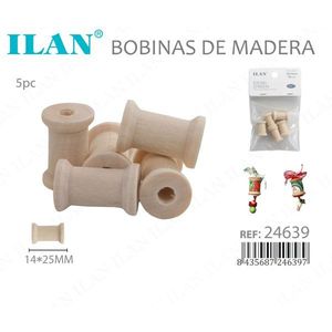 Bobinas de madera Ilan 14x25mm 5 piezas para manualidades y costura - Product Image 3