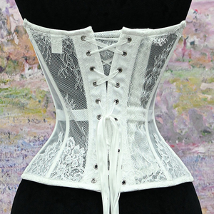 Ensemble de lingerie sculptante sans couture en jersey pour femme, forme élégante, maintien ferme, avec corset respirant en maille transparente à baleines et fermeture à agrafes - Product Image 3