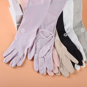 Golokyejoy Gants de protection solaire pour femmes, rafraîchissants, respirants, fins, sans doigts, compatibles écran tactile, pour cyclisme en extérieur, protection UV, en soie glacée - Product Image 1