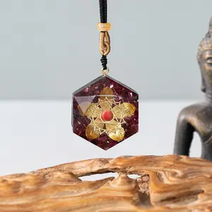 Цветок жизни кулон оргонит чакра рейки камни ожерелье гранат кристаллы медитация Подарки для женщин