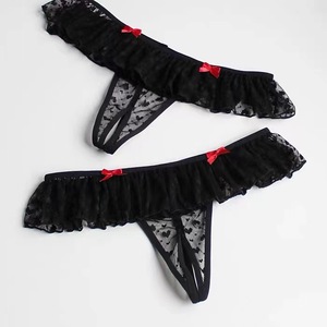 Culotte string japonaise style doux et féminin, à volants en dentelle, taille basse, séduisante et irrésistible. - Product Image 3