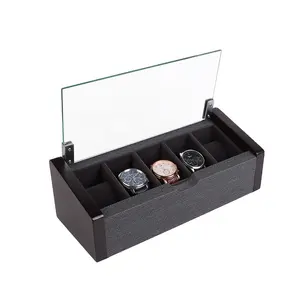 Watch Collection High Luxury Display Case Wooden Pu Leather Gifts Box with Glasses Window