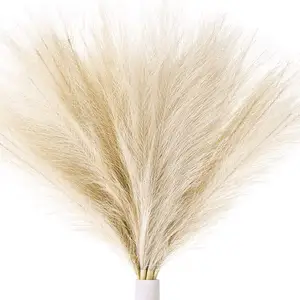 Factory Hot Selling Home Deco Faux Pampas Grass 110cm Cream Color Artificial Flowers For Wedding Decoration