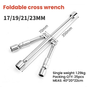 Outils de réparation automobile portables et détachables, clé à douille croisée 17/19/21/23 mm, clé à douille croisée pliable - Product Image 2