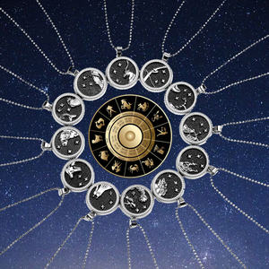 สร้อยคอของขวัญเครื่องรางสำหรับผู้หญิง,สร้อยคอราศี12ดวงสร้อยคอจี้เหรียญเครื่องประดับชุบเงินสำหรับกลางวัน - Product Image 2