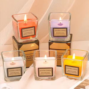 Bedroom Romantic Deodorization Hotel SPA Candlelight Dinner Windproof Smokeless KTV Aromatherapy <b>Candle</b> Glass square Cup <b>Candle</b> - Product Image 2