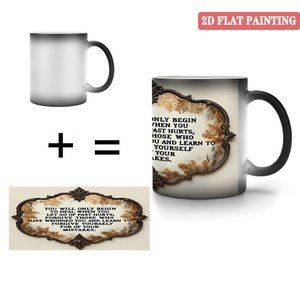 Taza de Cerámica Negra Esmerilada de 11 oz, Taza Mágica para Oficina que Cambia de Color con Diseño de Frase Inspiradora - Product Image 4