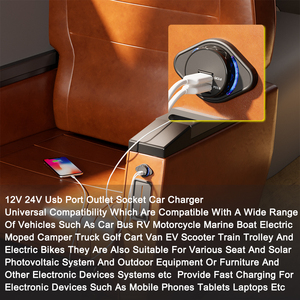 Cargador Rápido 3.0 12/24 V 2 USB QC USB-A PD Tipo C, Enchufe de Carga USB para Montaje en Panel con Cubierta Automática de Resorte - Product Image 4