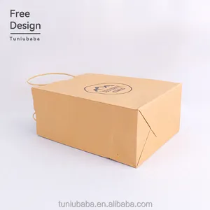 Logotipo personalizado Eco Friendly Food Embalagem Takeaway Twisted Handle Kraft Paper Bag