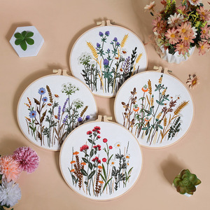 Kit de broderie DIY sur toile de <span class=keywords><strong>coton</strong></span> avec motif floral - Matériel de broderie fait main, sac souvenir pour mariage - Product Image 4