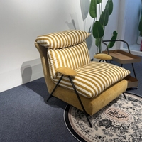 Fauteuil inclinable de loisirs à dossier haut de style nordique, fauteuil de salon réglable en tissu rayé, canapé individuel relaxant pour salon et balcon