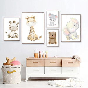 Ute-<span class=keywords><strong>Cuadro</strong></span> colgante de animal de dibujos animados, decoración de pared con jirafa, elefante y oso oala para habitación de niños - Product Image 4