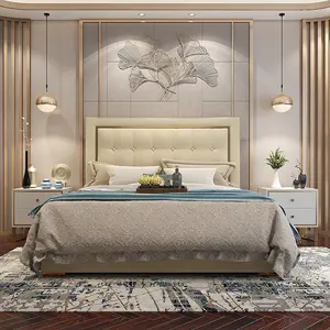 RH Villa Möbel Stil übergroße Haupt schlafzimmer Bett King Size Hochzeit Doppelbett Luxus Kunst bett