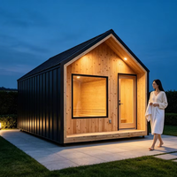 Sauna extérieur moderne en bois massif préfabriqué 2026, vapeur sèche, 2-10 personnes, personnalisable, pour villa, jardin, spa, hôtel