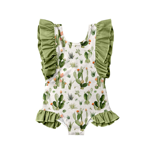 Mameluco sin mangas de seda de leche con volantes para bebé, body estampado para niños pequeños, ropa de bebé recién nacido personalizada OEM ODM - Product Image 1