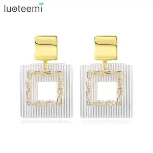 LUOTEEMI Vintage Square Promotion Fashion Earrings for Women Big Elegant Girl's Gift Jewelry Earings