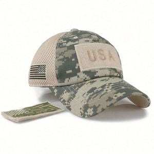 Casquette de baseball camouflage drapeau américain de haute qualité en gros, personnalisable - Product Image 4