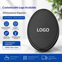 Tas Penyimpanan Earphone Tahan Air EVA, Casing Headset Portabel, Kantong Beritsleting, Tahan Guncangan, Kapasitas Besar, Headphone Bluetooth