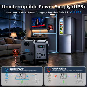 สถานีไฟฟ้าพกพา US Warehouse ABOK 7200W 9792Wh LiFePO4 เครื่องกำเนิดพลังงานแสงอาทิตย์แบบแยกเฟส 120V 240V สำหรับบ้านและอุตสาหกรรม ปลั๊กแบบ US - Product Image 2