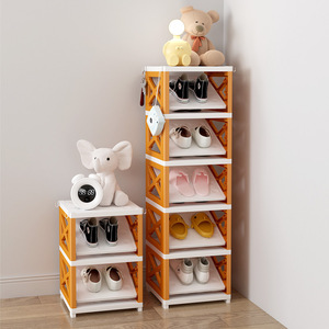 <b>Childrens</b> Shoe Rack Multi Layer Storage <b>Shelf</b> With Slanted Board For Bedroom Home Use Standing Type PP Material - Product Image 1
