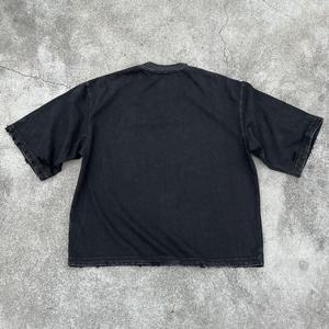 Camisetas Cortas con Estampado Personalizado QIANSHI, Camiseta Gráfica Holgada para Hombre, Camiseta de Algodón Grueso con Lavado Ácido - Product Image 2