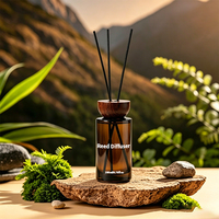 Ensemble diffuseur de parfum en verre ambré de luxe avec logo personnalisé |   200 ml Huile parfumée d'intérieur à marque privée avec bouchon en bois, idéale pour hôtels et cadeaux, vente en gros, senteur fraîche