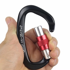 Mosquetones de bloqueo de aluminio para acampar al aire libre negro en forma de D 25kn mosquetones de escalada de servicio pesado autoblocantes - Product Image 1